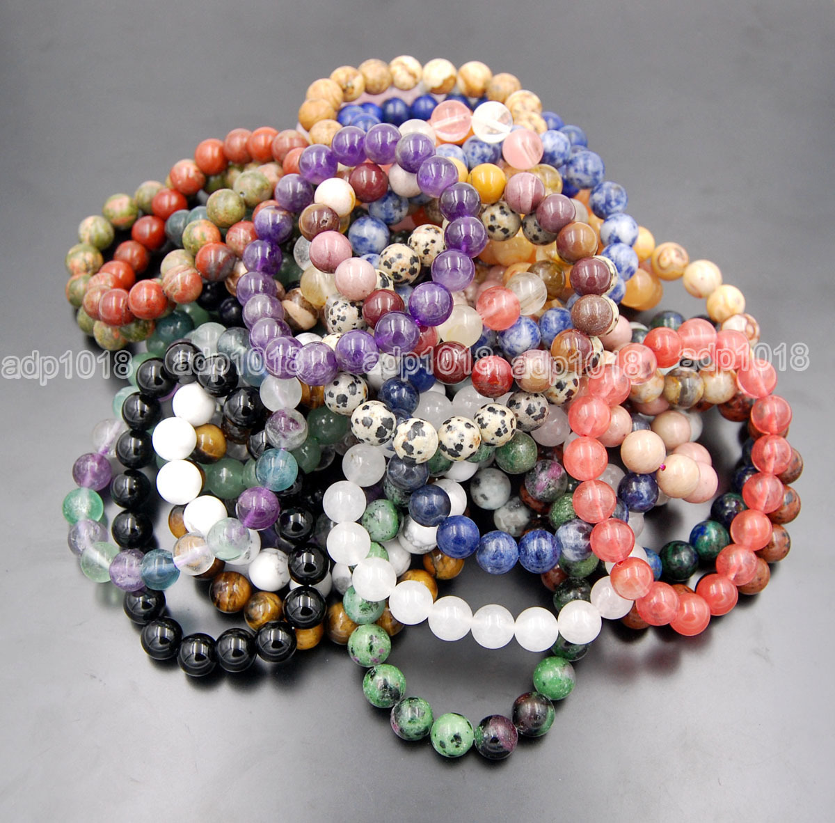 Wholesale Natural Gemstone Beads Stretch Bracelet Healing Reiki 4,6,8,10,12mm