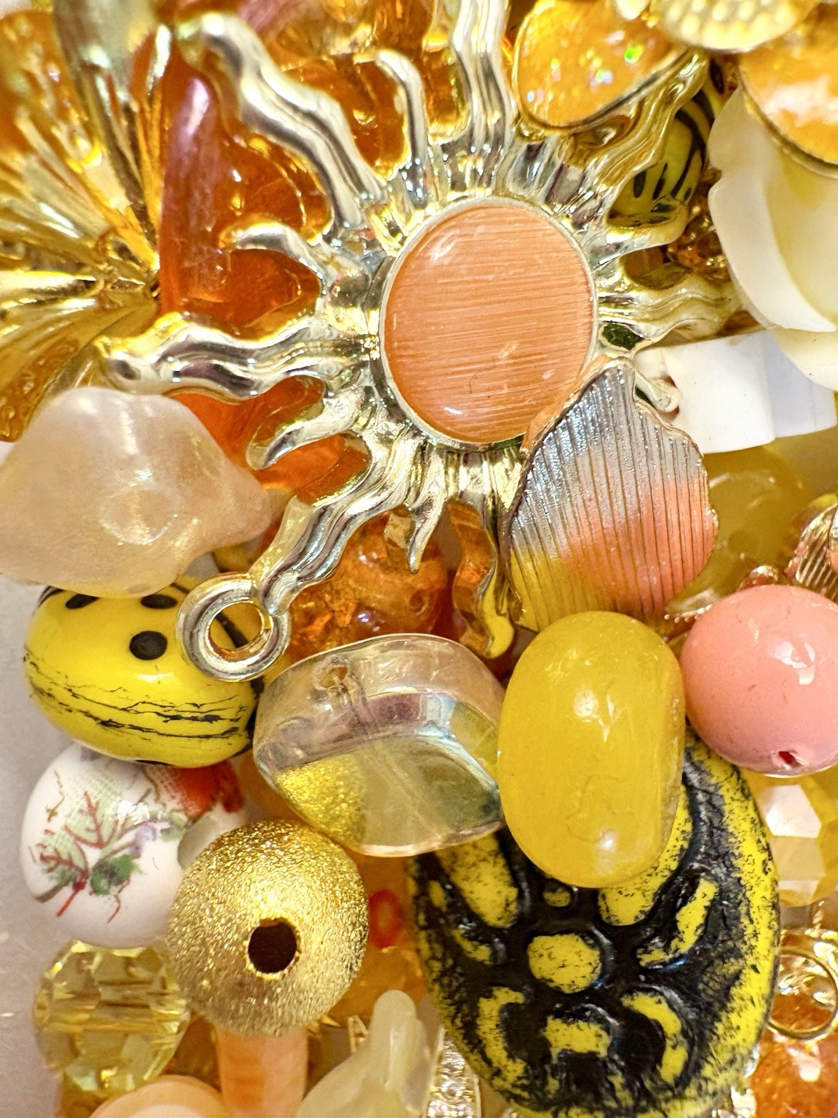 Yellow Sun BEAD MIX for Jewelry Making – Glass, Gemstone, Boho, Charms