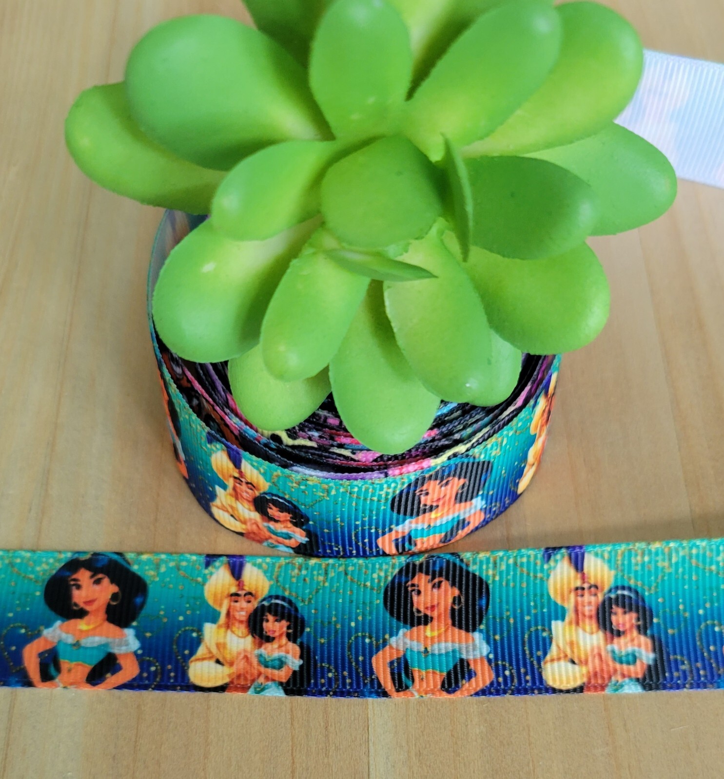 7/8″ (1 YD) Aladdin Grosgrain Ribbon Princess Jasmine Genie Disney Princess