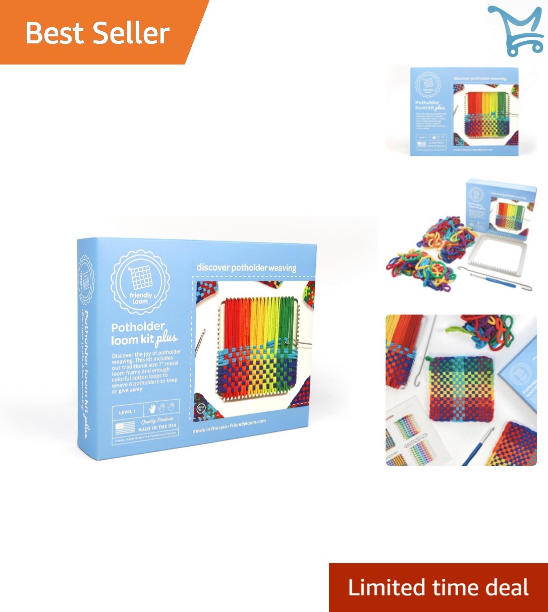 Traditional Potholder Loom Kit Cotton Loops Weaving Craft for All Ages