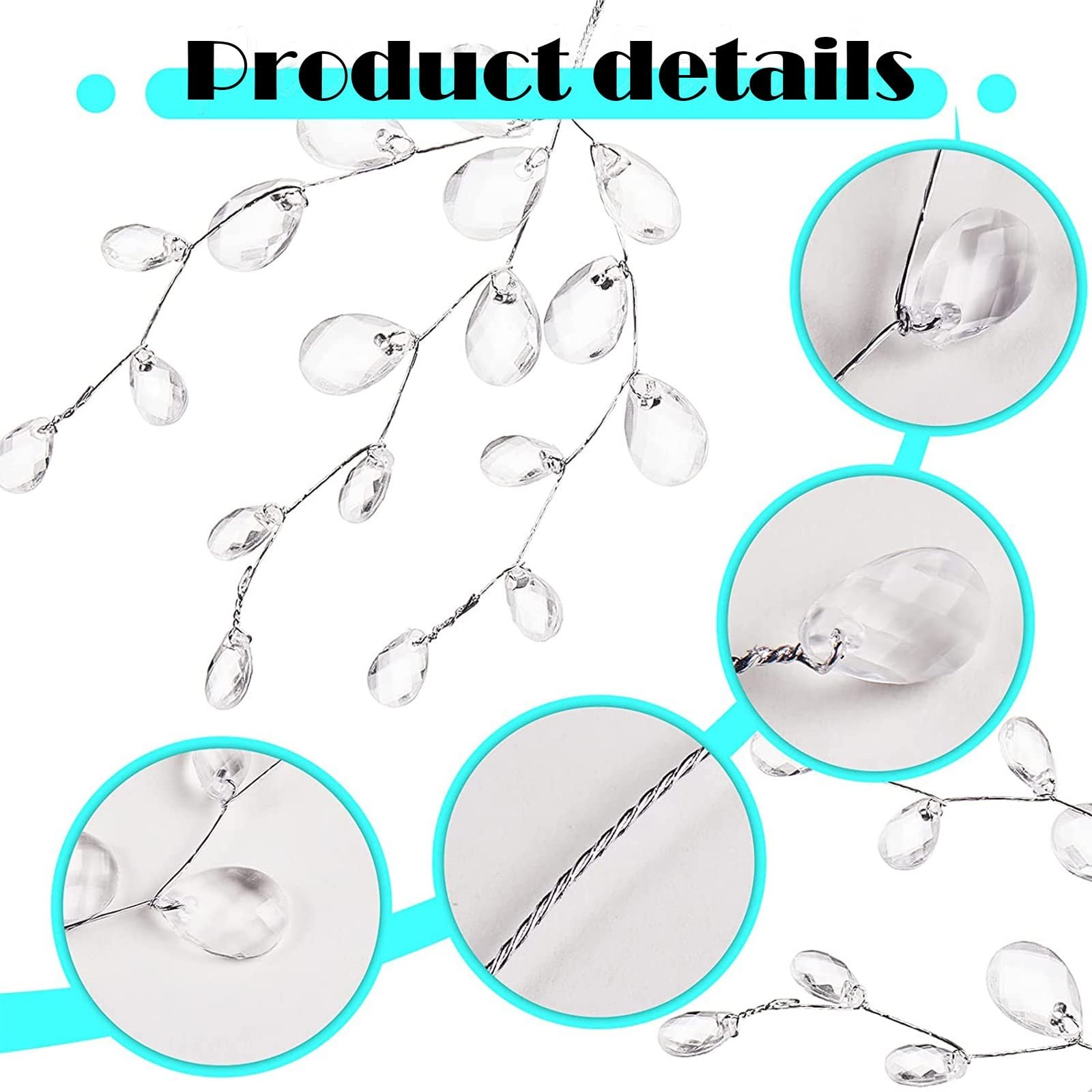 20 Stems Artificial Flowers Crystal Acrylic Ornament Artificial Bouquets Acry…
