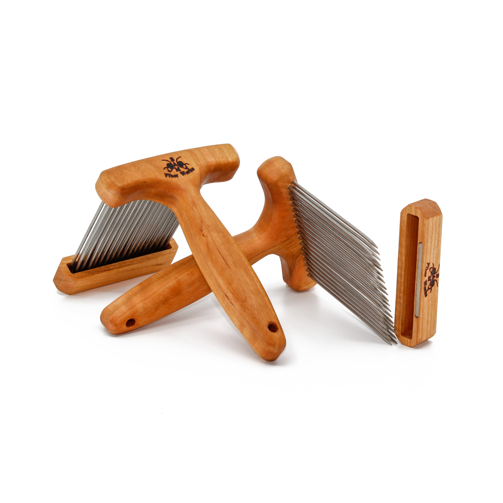 Regular Wool Combs w/Holder – Double Row with Magnet Caps – Fine or Extra Fine –