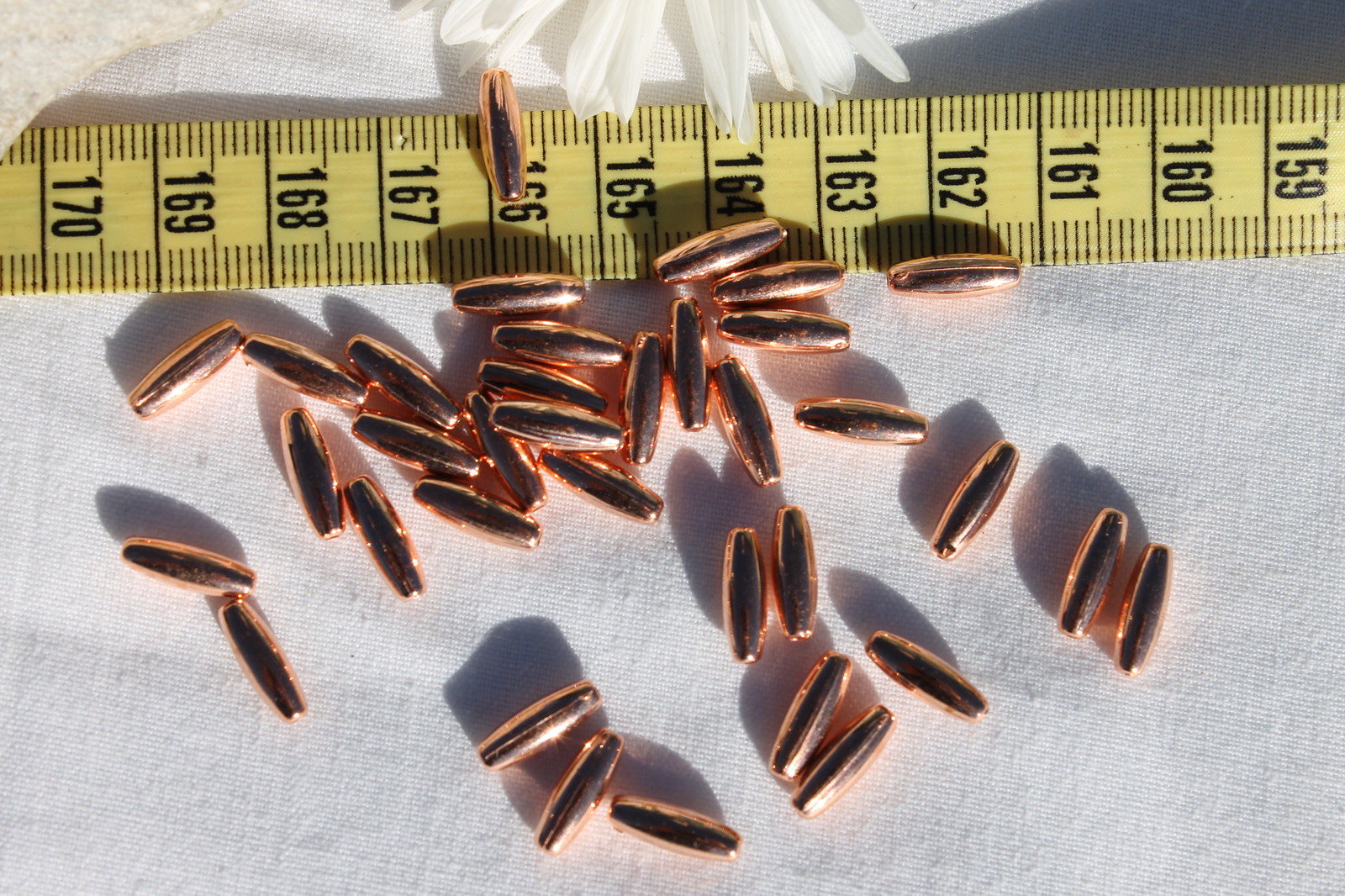 12 x 4 Bright Coppertone Metallized Melon Jewelry Spaghetti Beads/35 pcs