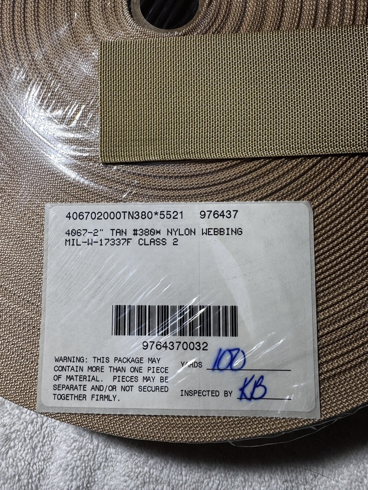 Military webbing 2″ Nylon Class 2 Mil Spec 1 mm thick 100 yard rolls.