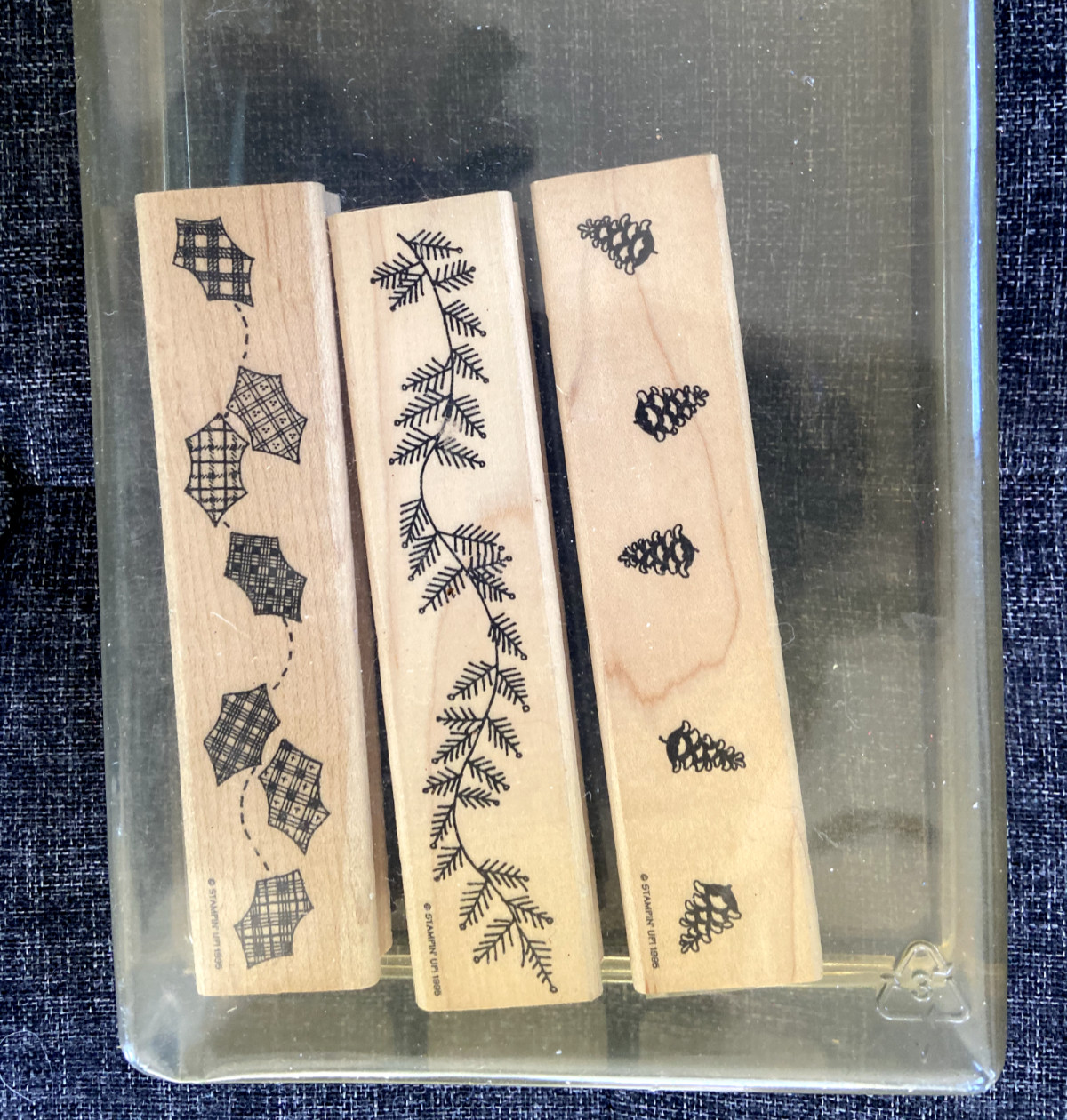 Stampin Up Rubber Stamp Lot of 3 Borders Pinecones Leaves Pine Tree Leaves VTG
