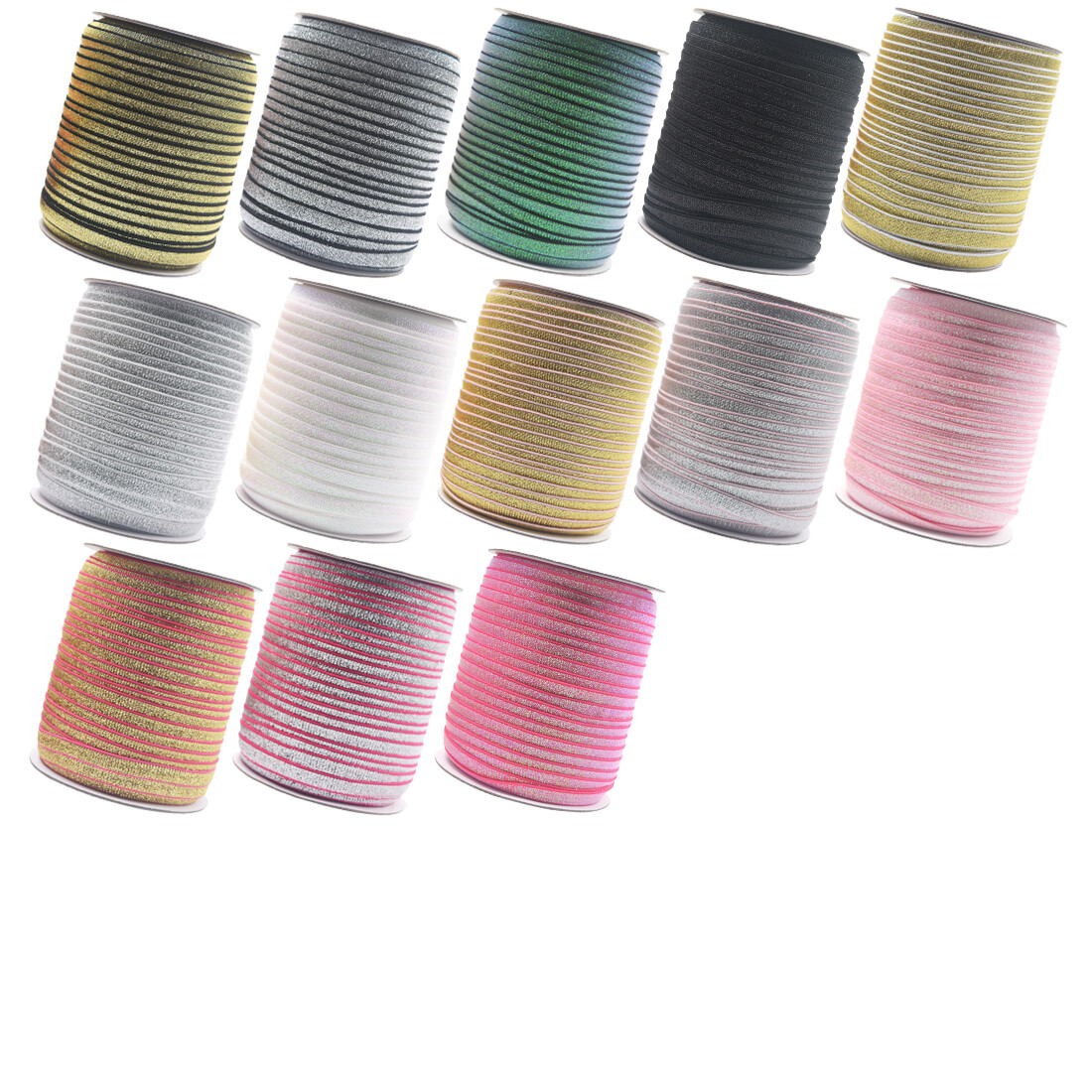 Bra Strap Elastics 3/8″ Metallic Glitter Bands Lingerie Making 50 100 Yard Spool