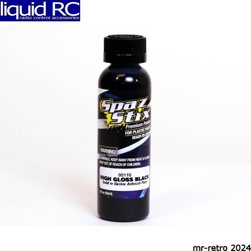 Spaz Stix 00110 High Gloss Black/Backer Airbrush Ready Paint 2oz Bottle
