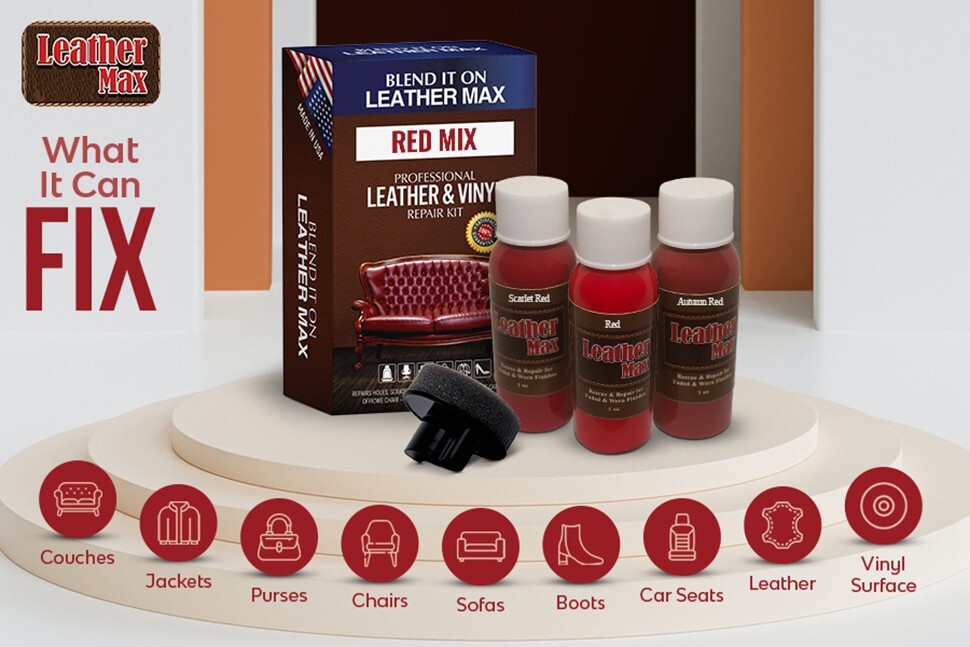 Leather Max Red Mix Vinyl and Leather Repair Kit – for Your Furniture Ect