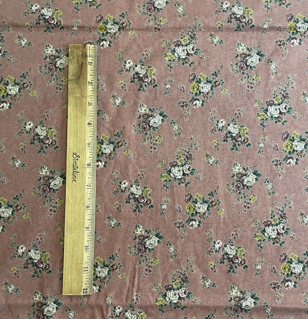 Antique Florals, Fabric Innovations 3 yd. dusty rose bouquet cotton quilt fabric