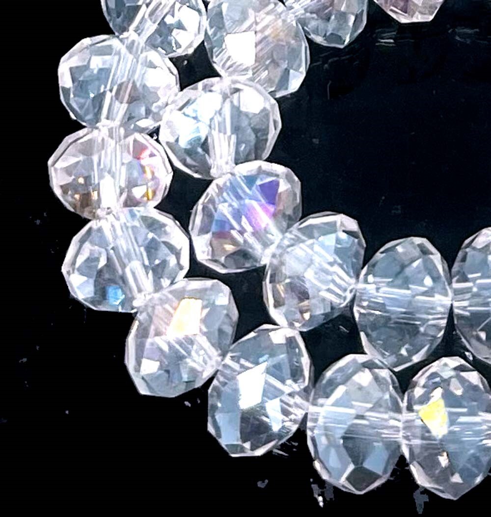 50 Sparking Clear AB Crystal Glass Faceted Rondelle Beads Chandelier Sun Catcher