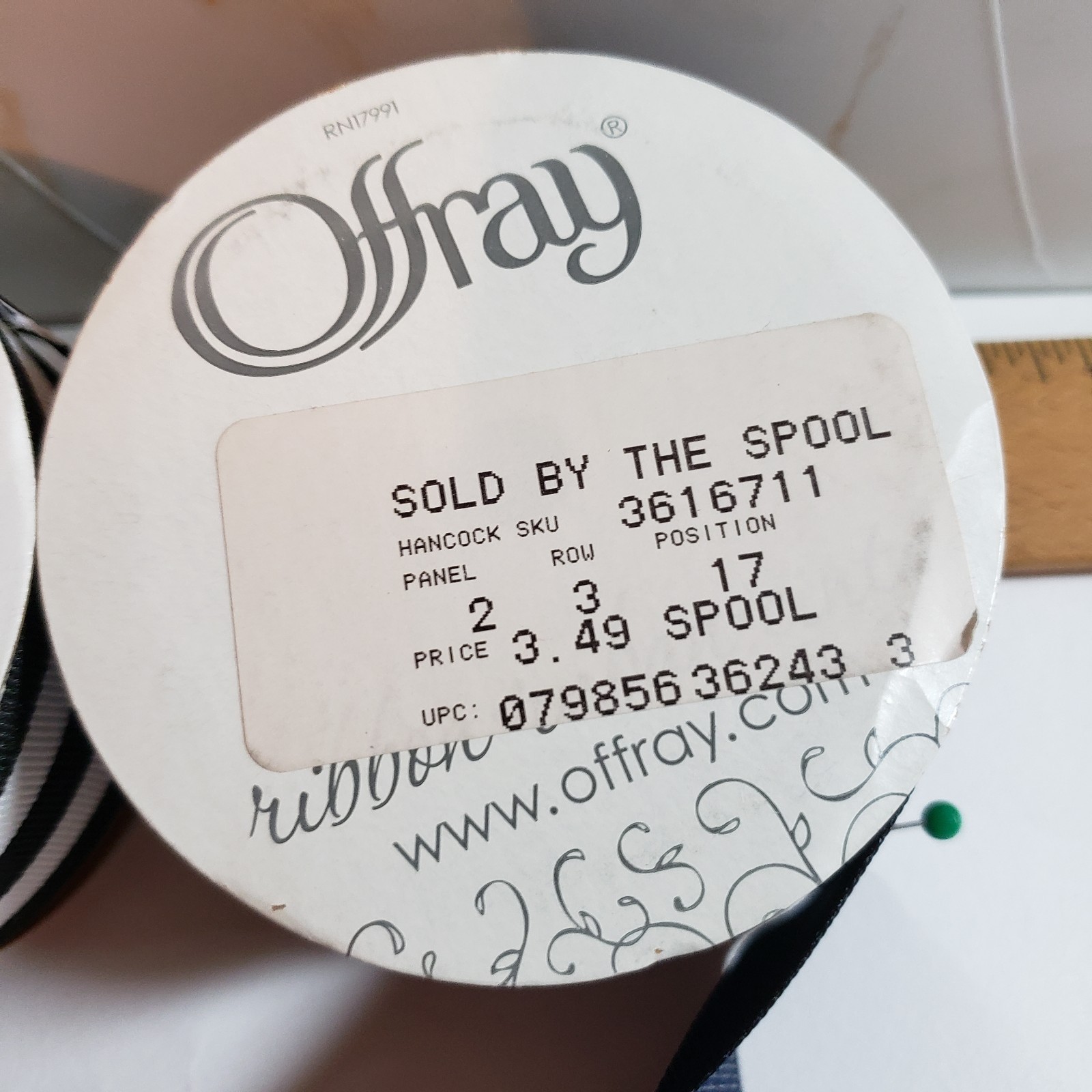 Lot of 3 Partial spools of Grosgrain Ribbon 1 1/2 Inch Wide Less than 9 ft Long