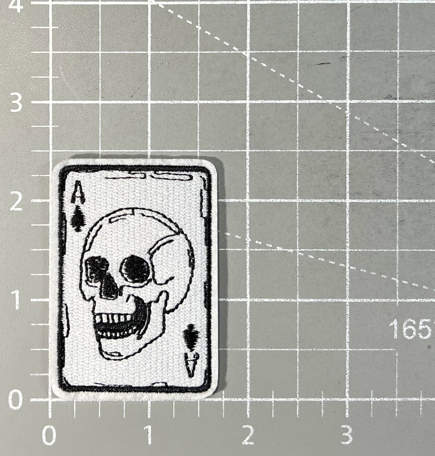 Death Card Patch Ace of Spades Skulls Playing Card Embroidered Iron On 2.5×1.75″