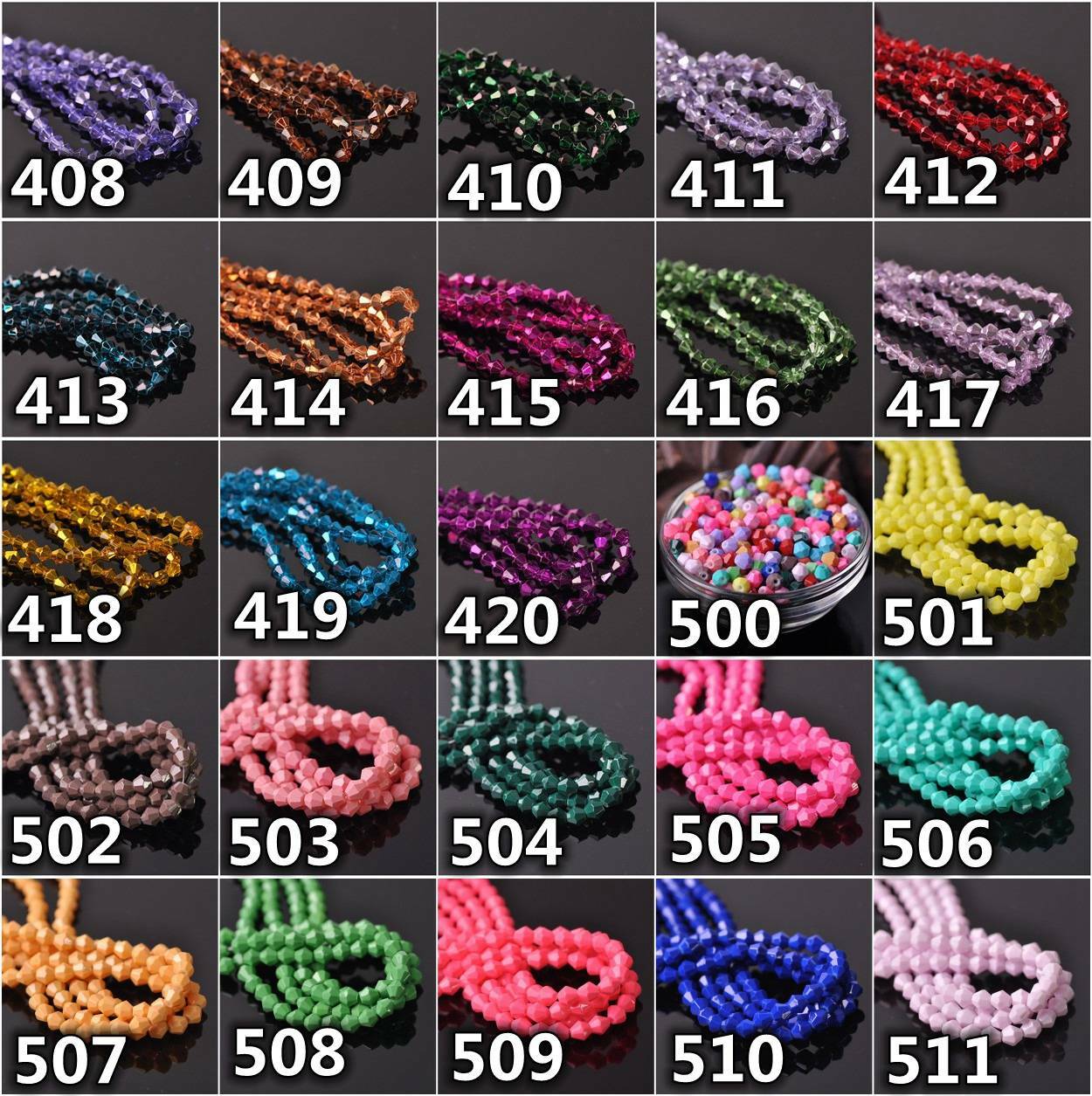 Wholesale 1000pcs 4mm Small Bicone Faceted Crystal Glass Loose Spacer Beads lot