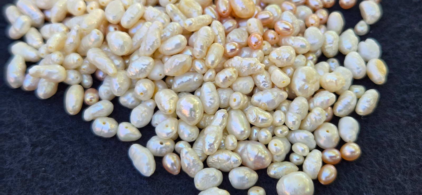 Vtg Lot of 50 Gram Genuine Freshwater Pink Biwa Natural Pearl Rice Baroque Beads