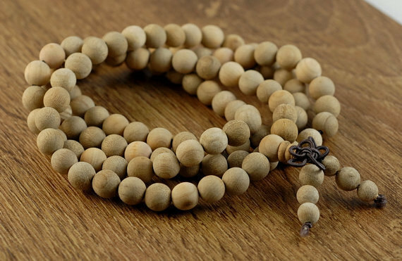 6mm 108PCS Natural Aromatic Indian Sandalwood Mala Beads Round (90182442-391)