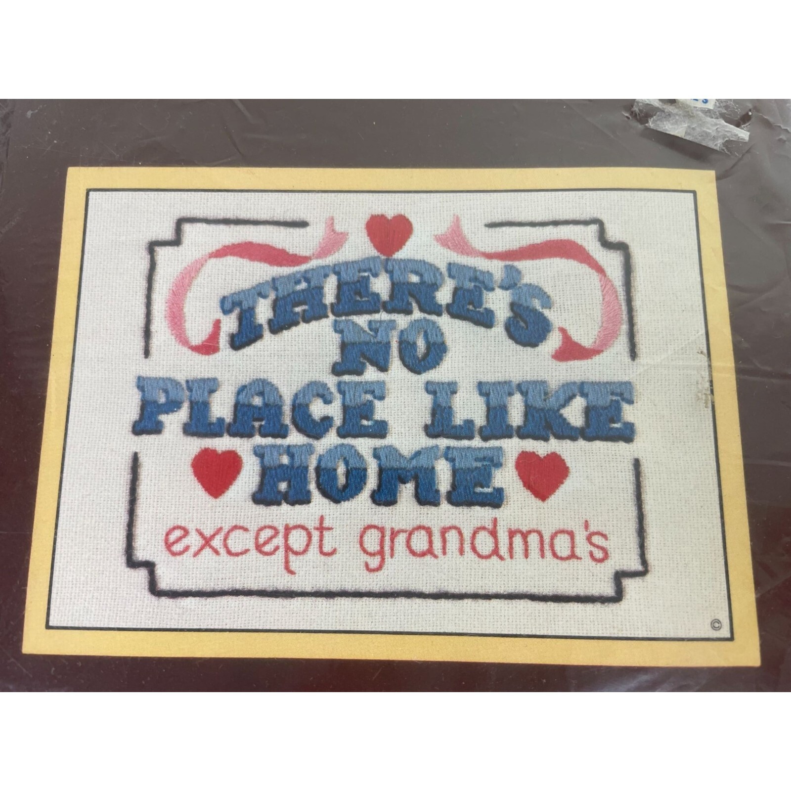 VTG Sunset Stitchery Embroidery Kit There’s No Place Like Home Except Grandma’s