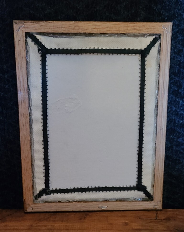Vtg Framed Cross Stitch Clock “The Greatest Possession…24 hours..” 7×9 READ