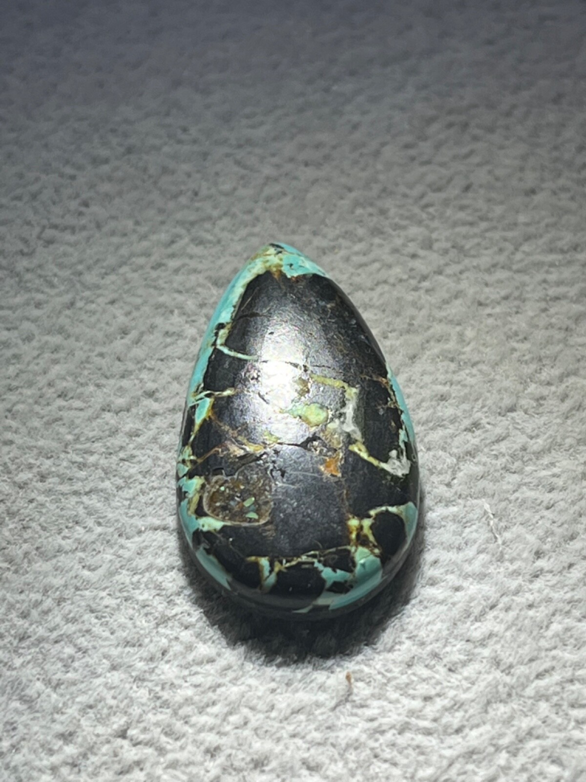 Blue Moon Turquoise 17 ctw Pear tear drop Cabochon. Tonopah, Nevada USA mined