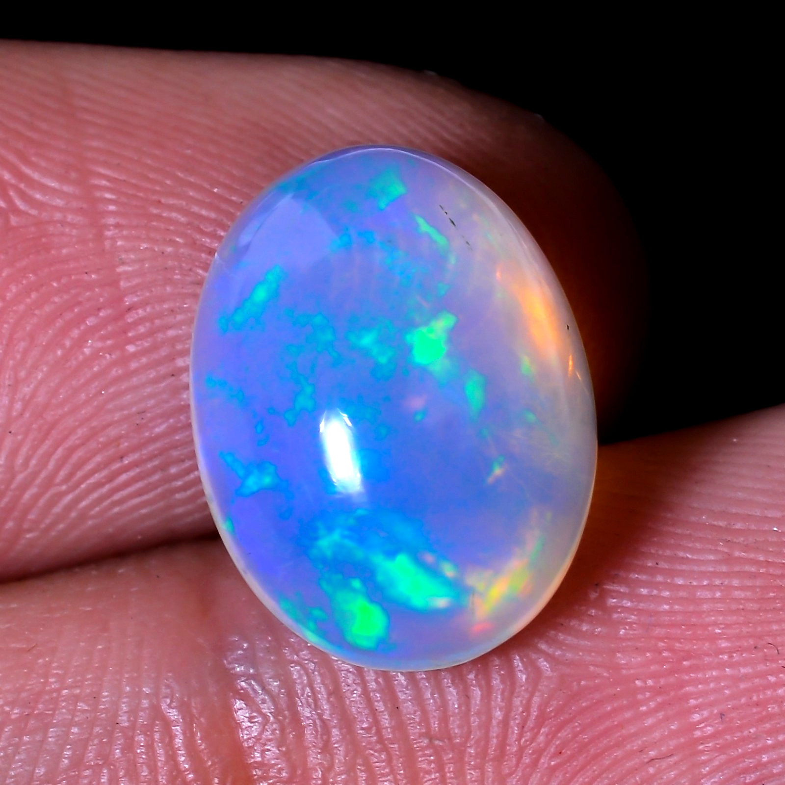 Natural White Ethiopian Opal Oval Shape Cabochon Loose Gemstone 3.5Ct 14X10X7mm