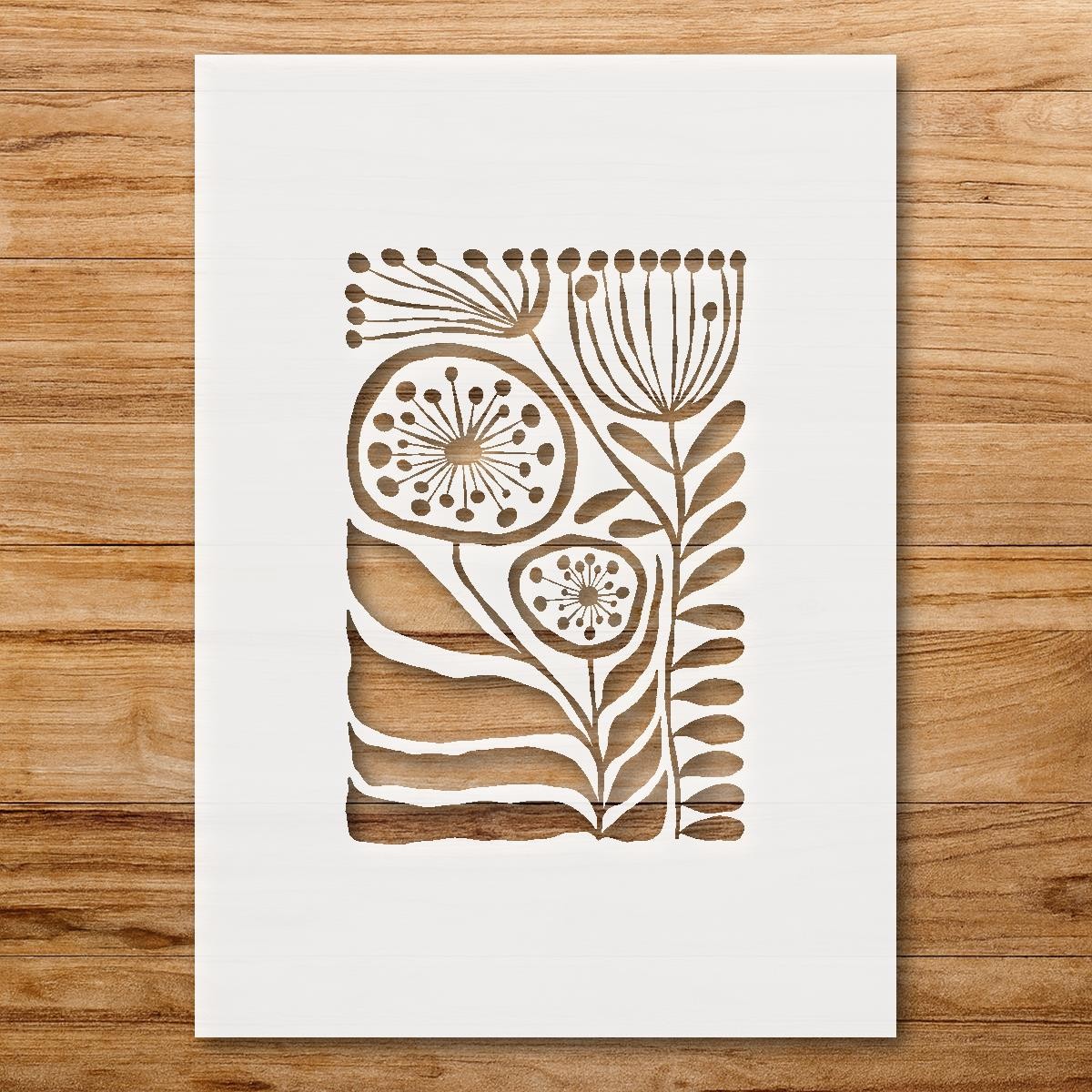 Abstract Floral and Leaf Patterns Wall Art Reusable Stencil – StencilAir