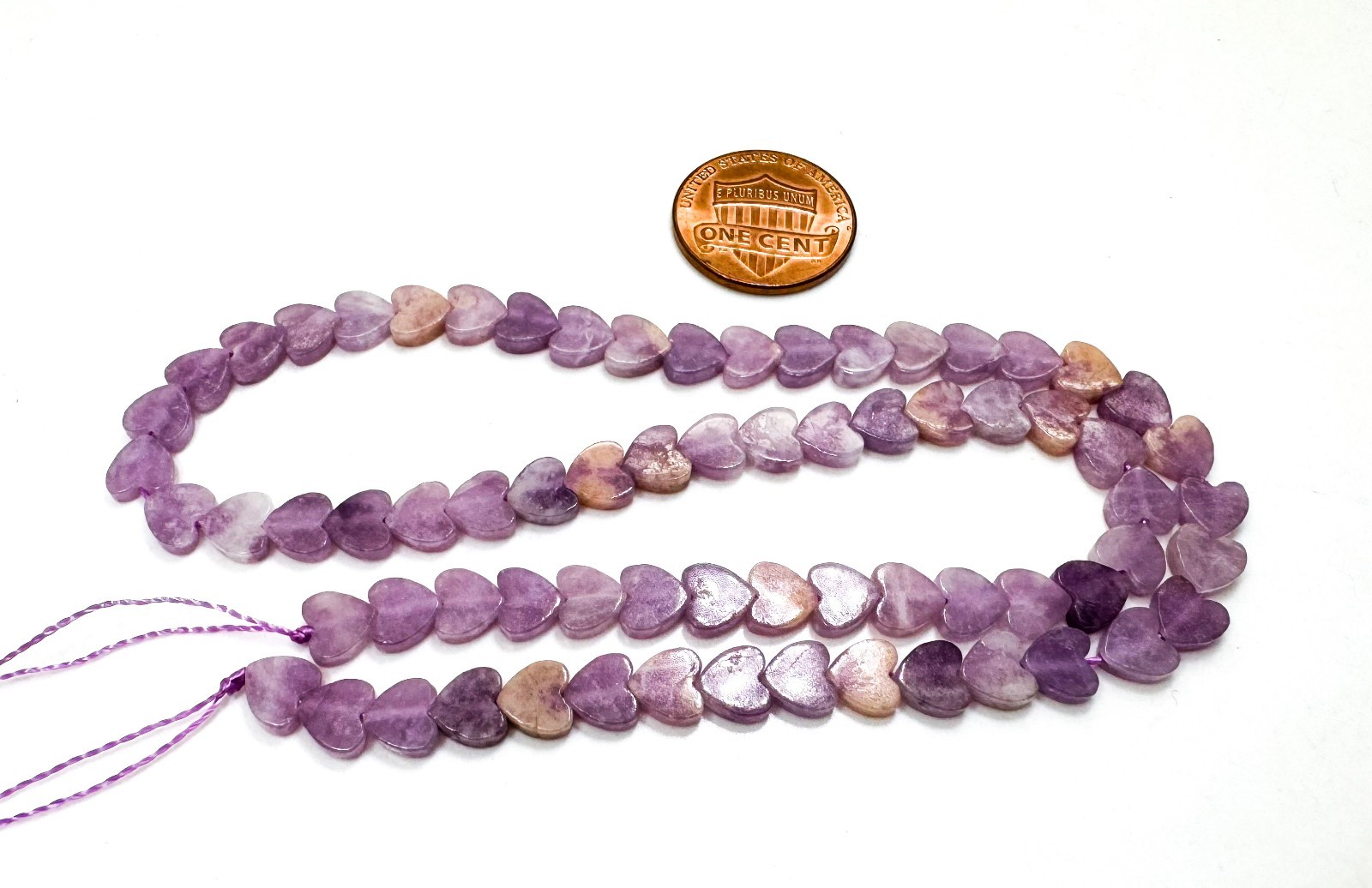 💜 Natural Purple Amethyst Flat Heart Beads Smooth Polished Gemstone – PGS411