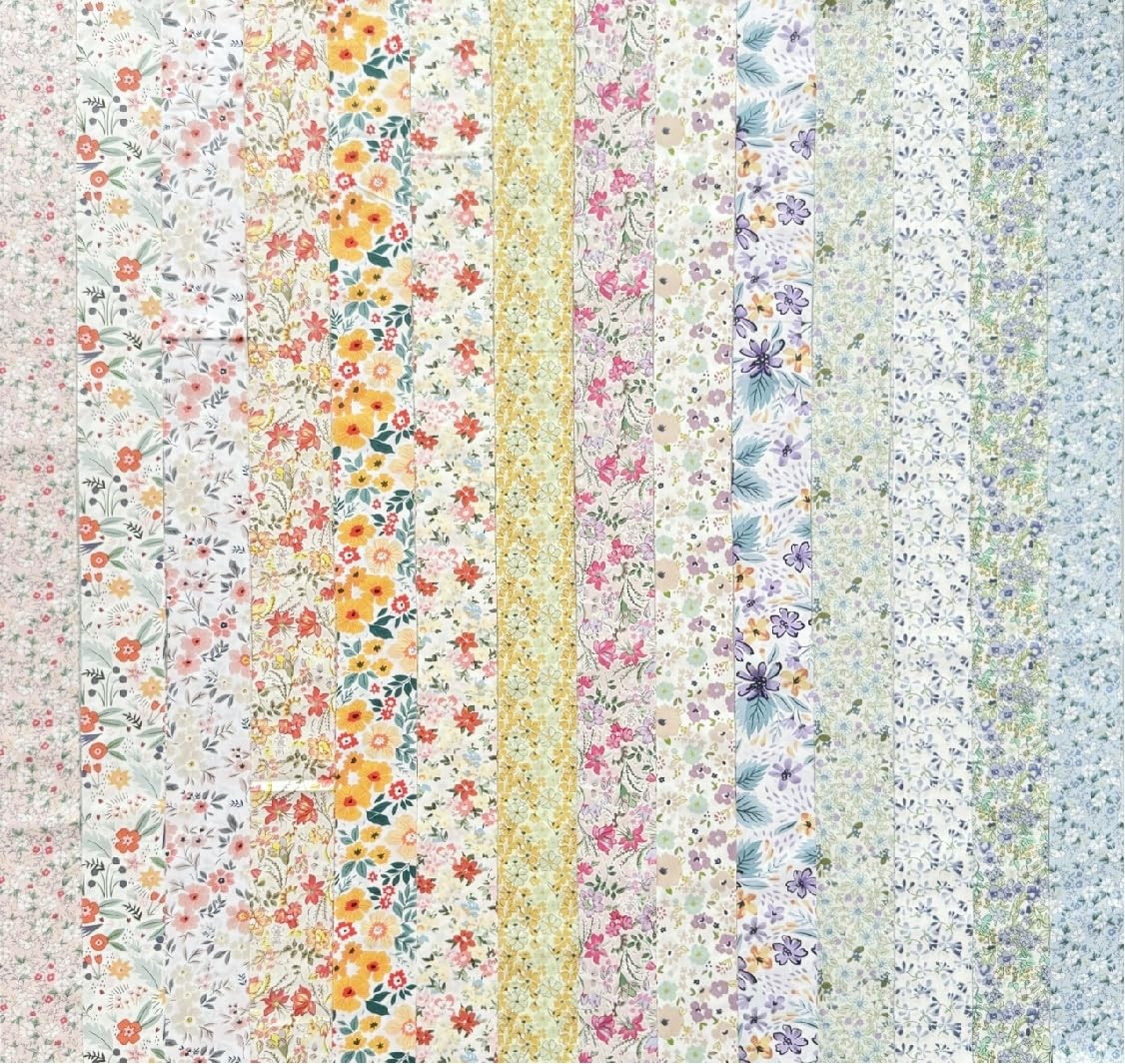 2.5 Inch Jelly Roll Fabric Strips Assorted Bundle,100% Cotton Precut Floral Fabr