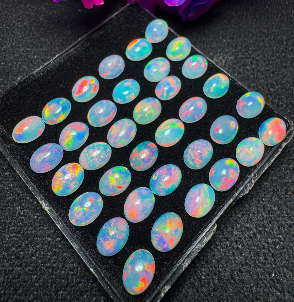 Natural Ethiopian Opal Oval Cabochon Lot 6×4 to 10×8 mm Red Fire Welo Opal Loose