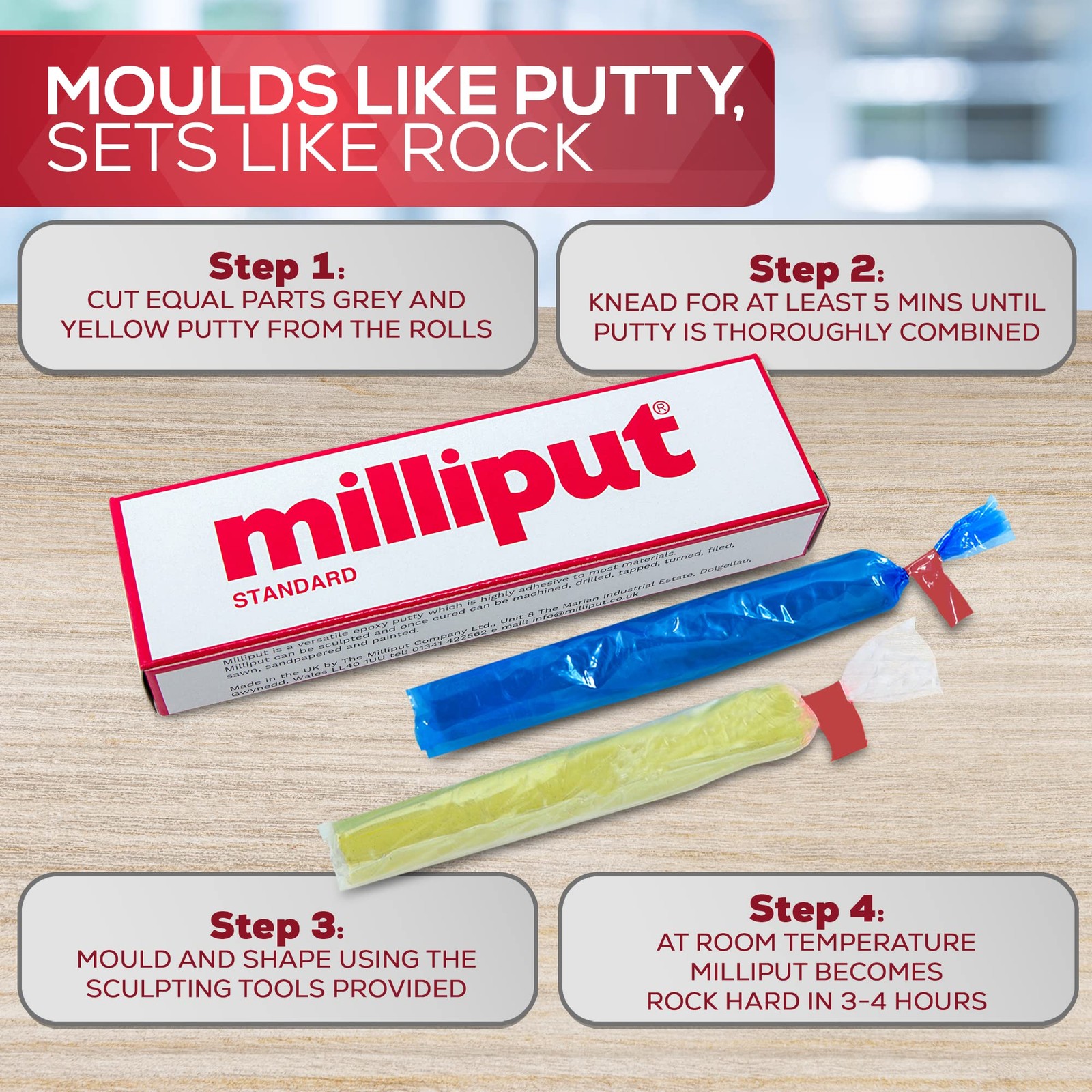Milliput Epoxy Putty 10 Piece Set, Standard Color – with Sculpting Tools, San…