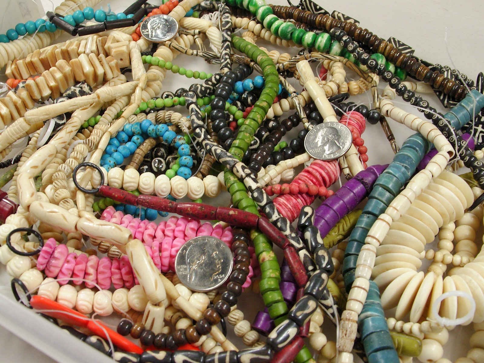 2 Pounds Odds and Ends India Handmade Water Buffalo Bone Beads Lot (AXP-2) ⭐