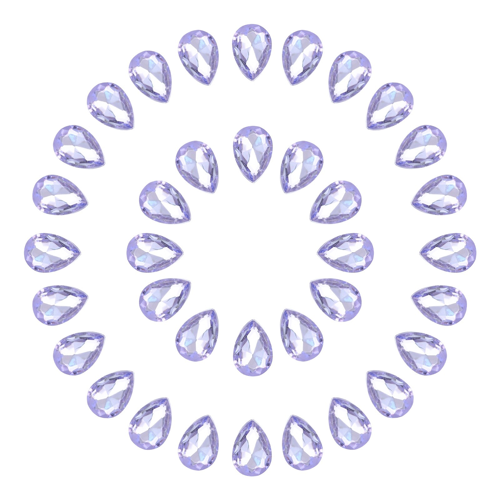50Pcs, Crystal AB Point Back Glass Rhinestones 6x8mm Purple