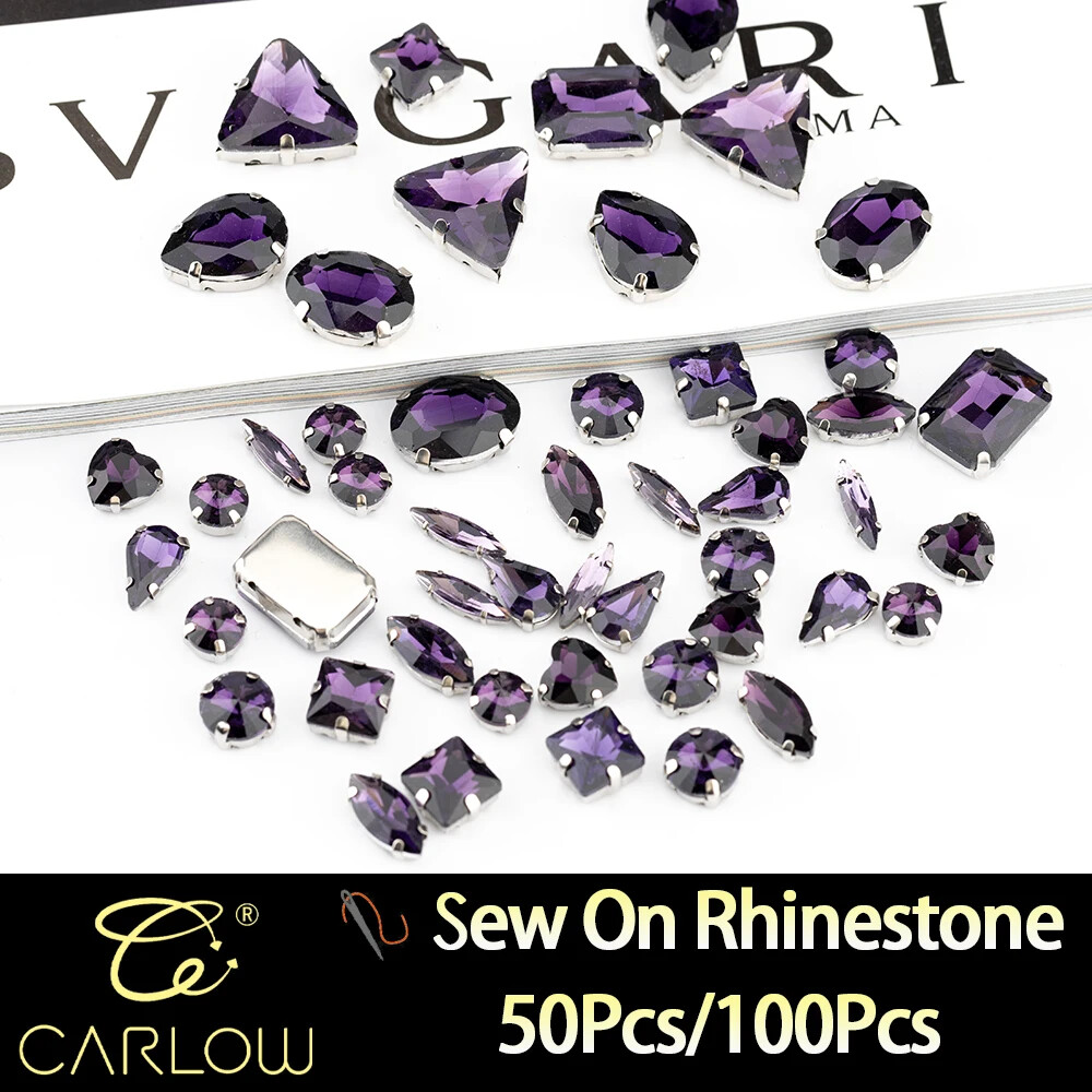 2025 New Design Multi Shape Mix Size Glass Sew on Rhinestones Flat Back Colorful