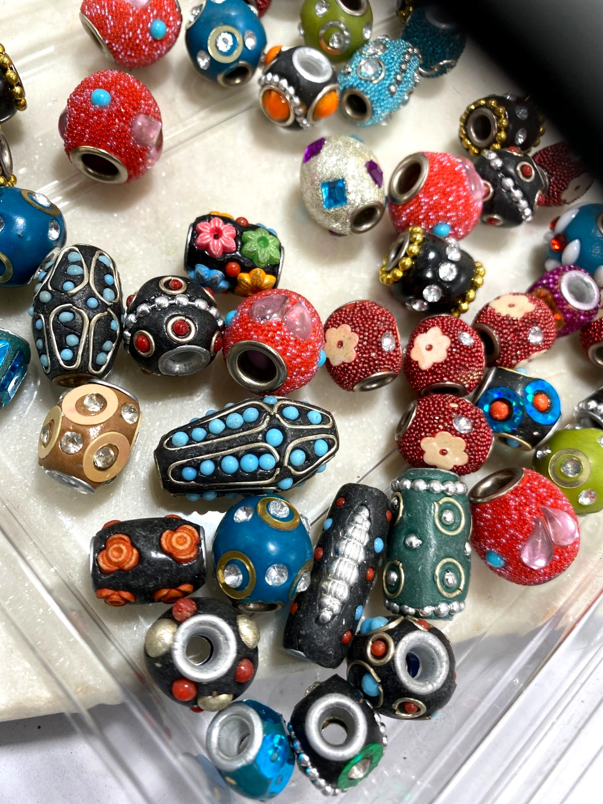 Indonesian Style Beads Multi colorful Large Hole Beads DIY Jewelry 15 mm 10 pcs
