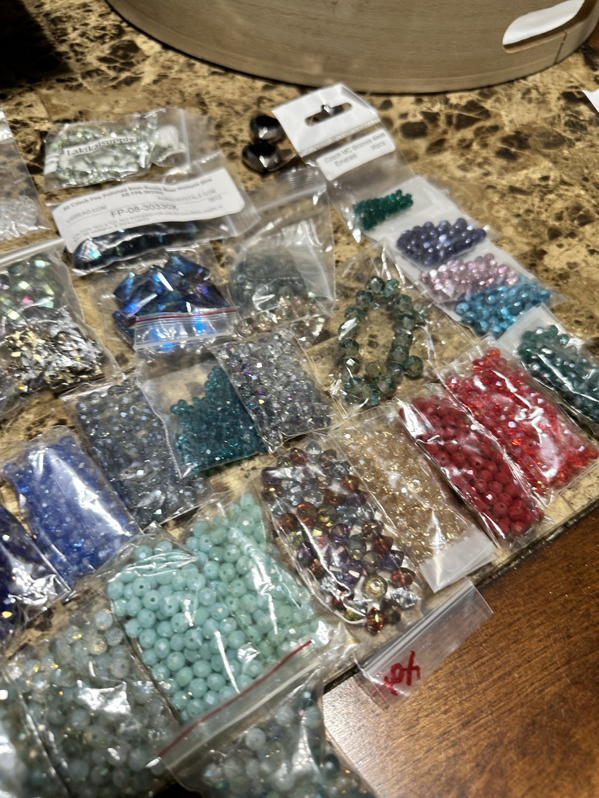 Large 65+ bag Lot Fire Polished Czech Glass Fire Polish Beads 8-4mm New!