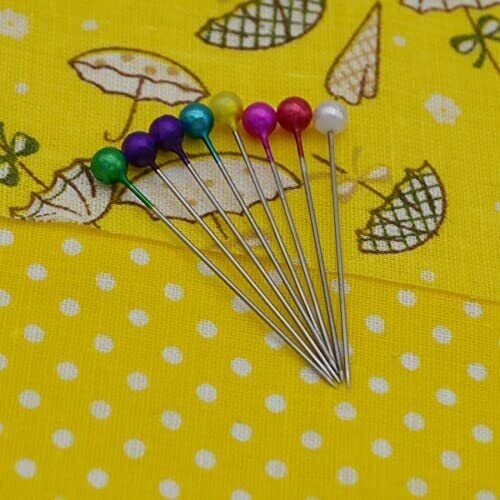 600PCS Sewing Pins for Fabric, Straight Pins with Colored Ball Glass Heads