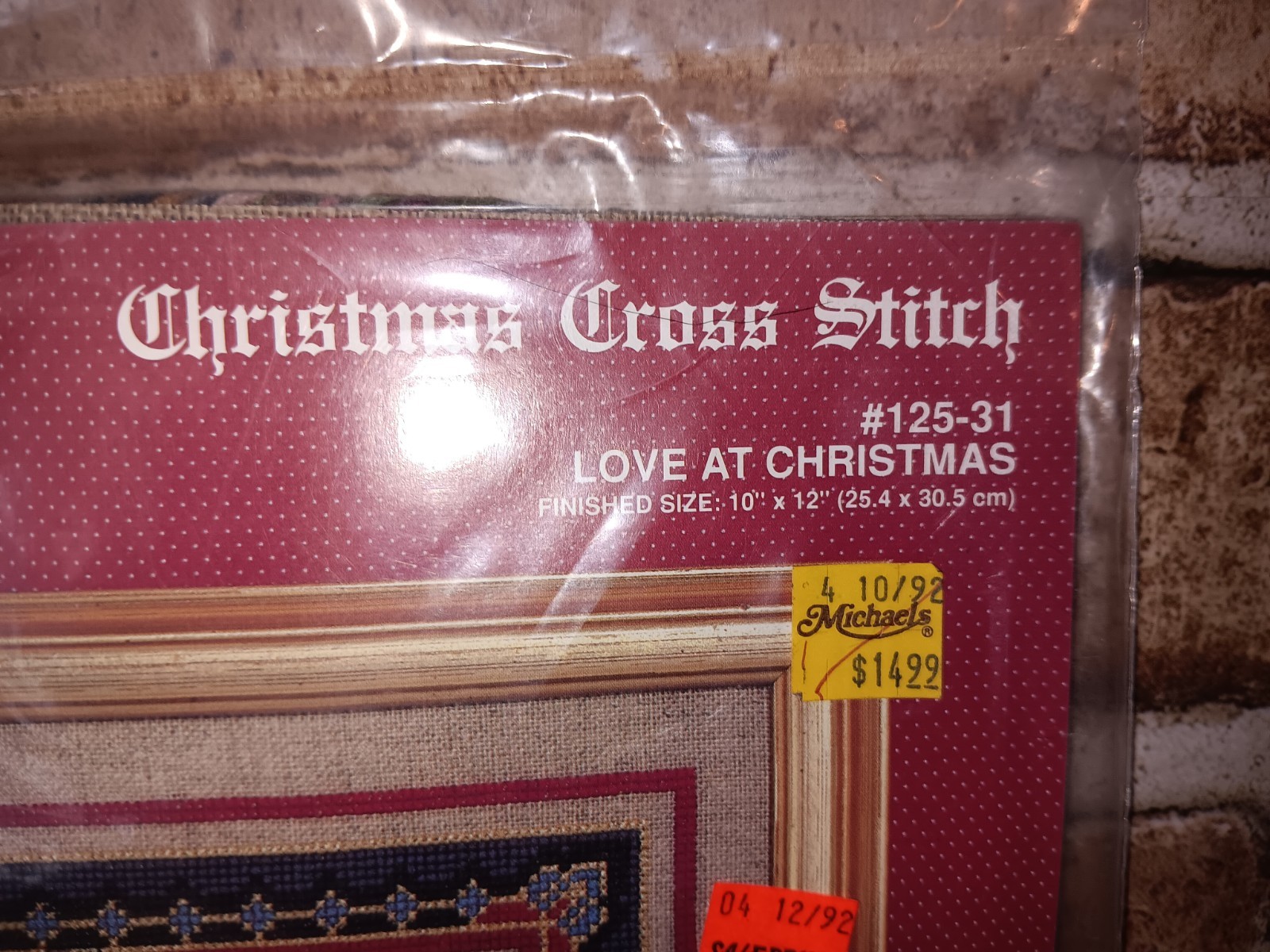 Vintage 1992 Janlynn LOVE AT CHRISTMAS 125-31 Man Woman Mistletoe Holly NOS Rare