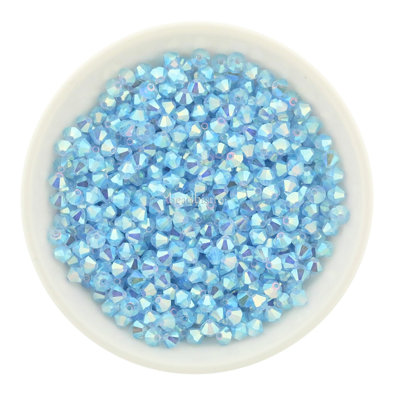 Preciosa Bicones Malibu Blue AB2X 3mm, 4mm, 6mm Crystal Bicones