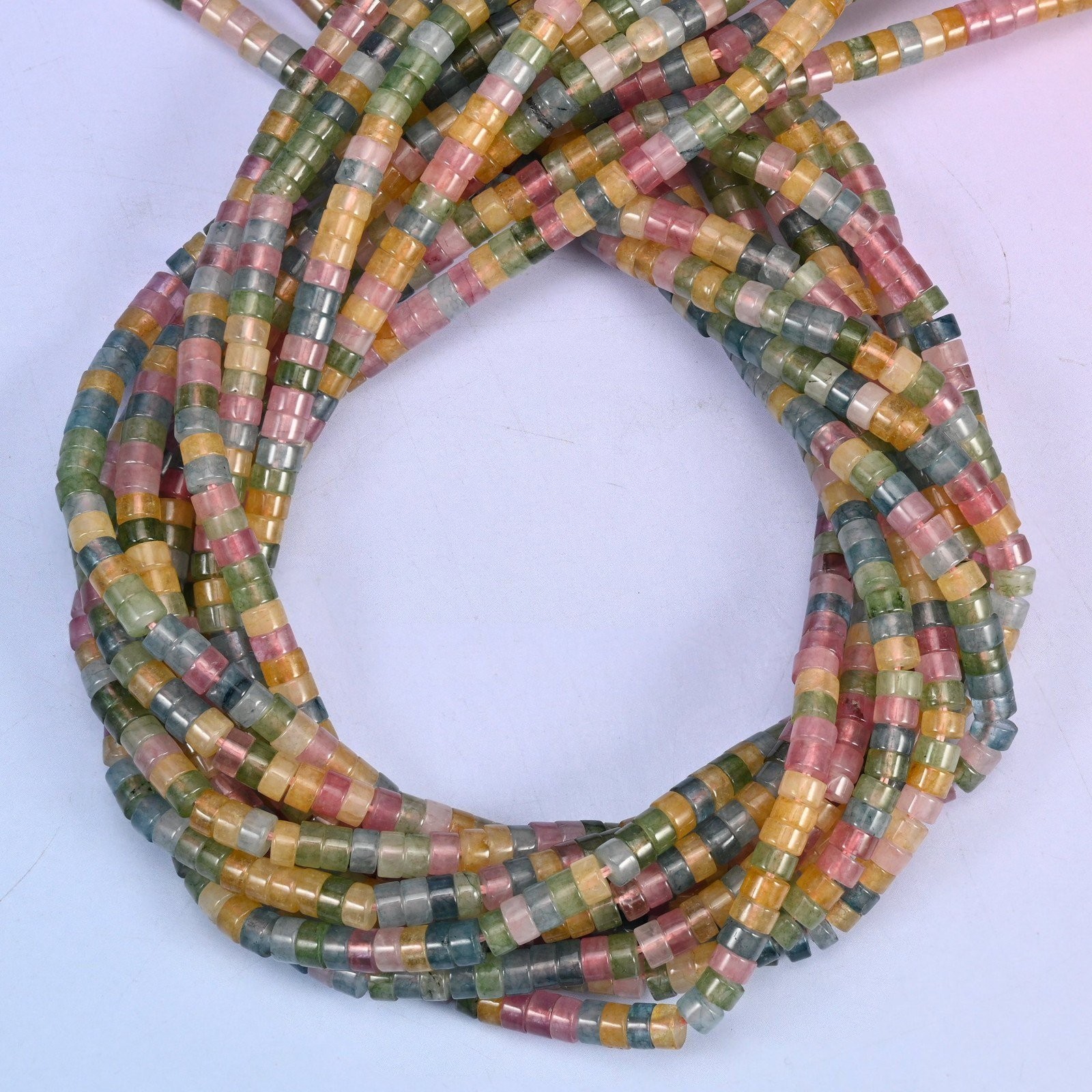 Multicolor Fluorite Smooth Heishi Disc Beads: Jewelry Making Supply