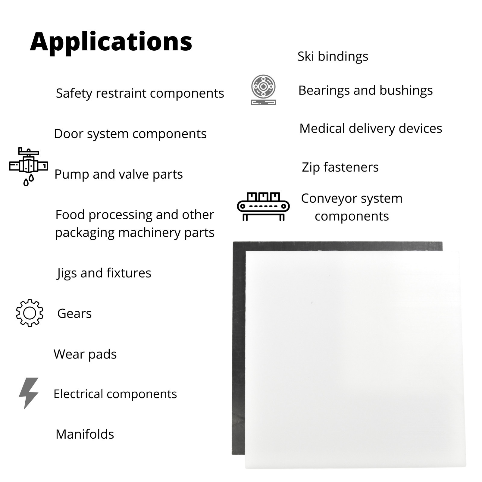 Delrin / Acetal Copolymer Plastic Sheet Various Sizes and Colors