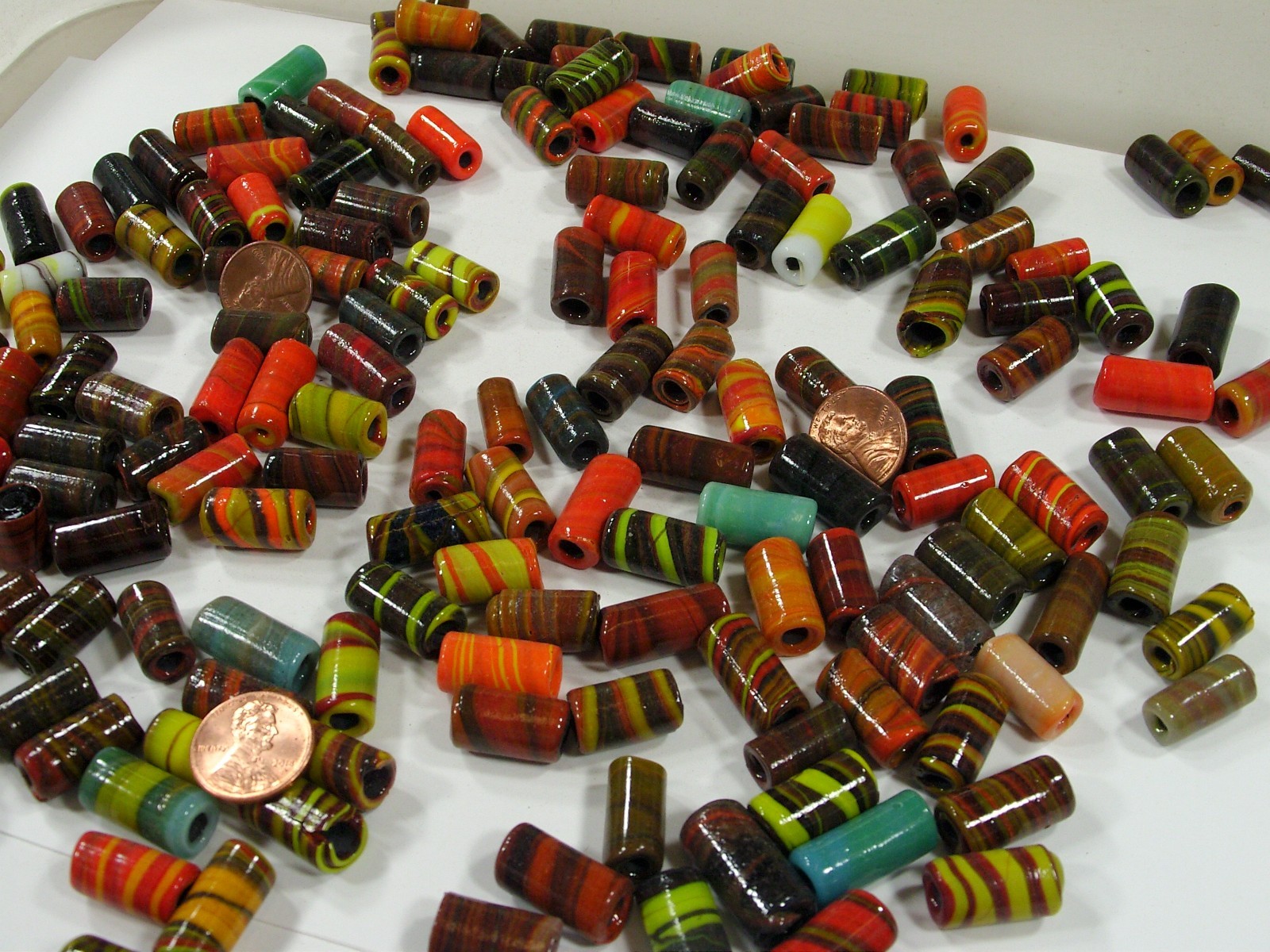 2 Pounds Multicolor India Handmade Assorted Sizes Tube Glass Beads Lot (PJM-8)⭐