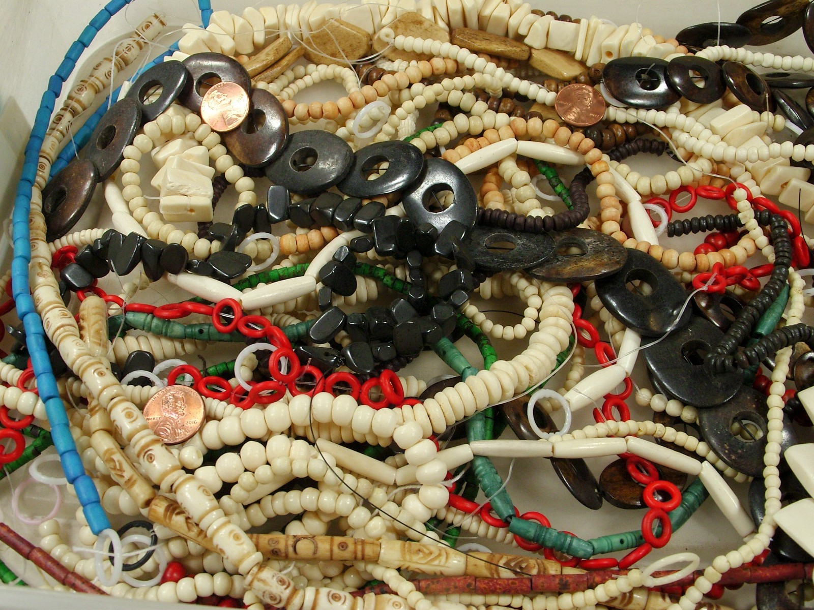 2 Pounds Assorted Shapes and Sizes India Water Buffalo Bone Beads Bulk (KRD-3) ⭐