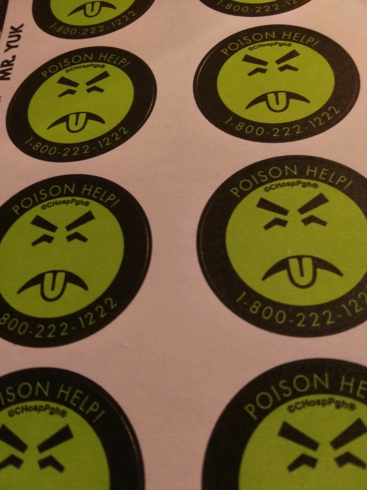 Mr. Yuk Stickers 60 Stickers (6 Sheets) Daily Shipping +Tracking ~ NEW *GENUINE*