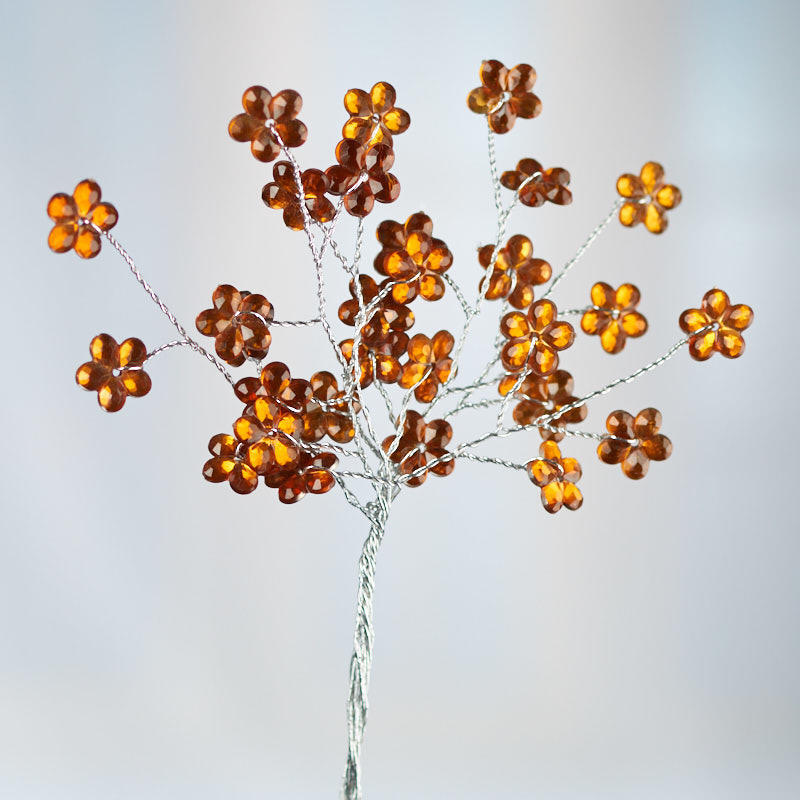 Package of 4 Copper Artificial Crystal Rhinestone Flower 6-3/4″ Sprays