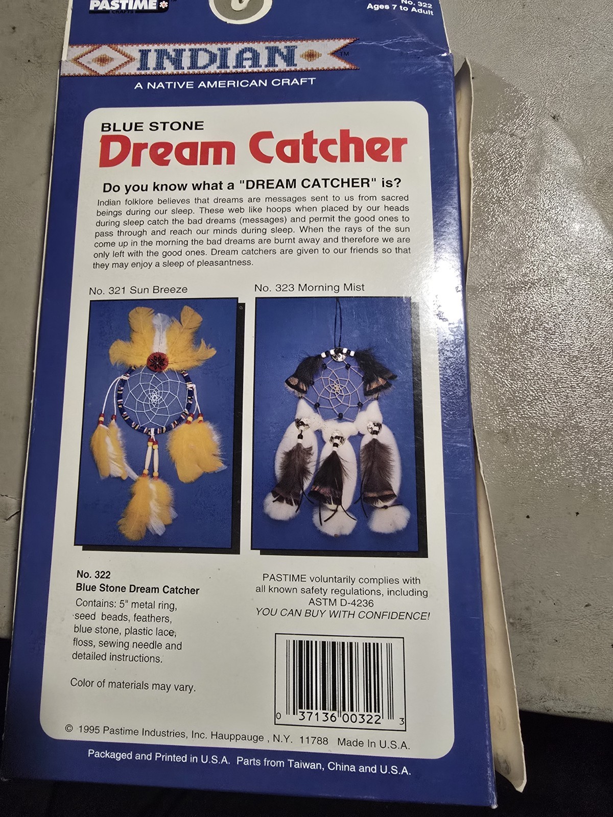 Vintage 1995 Pastime Blue Stone Dream Catcher Craft Kit No. 322 NOS Sealed