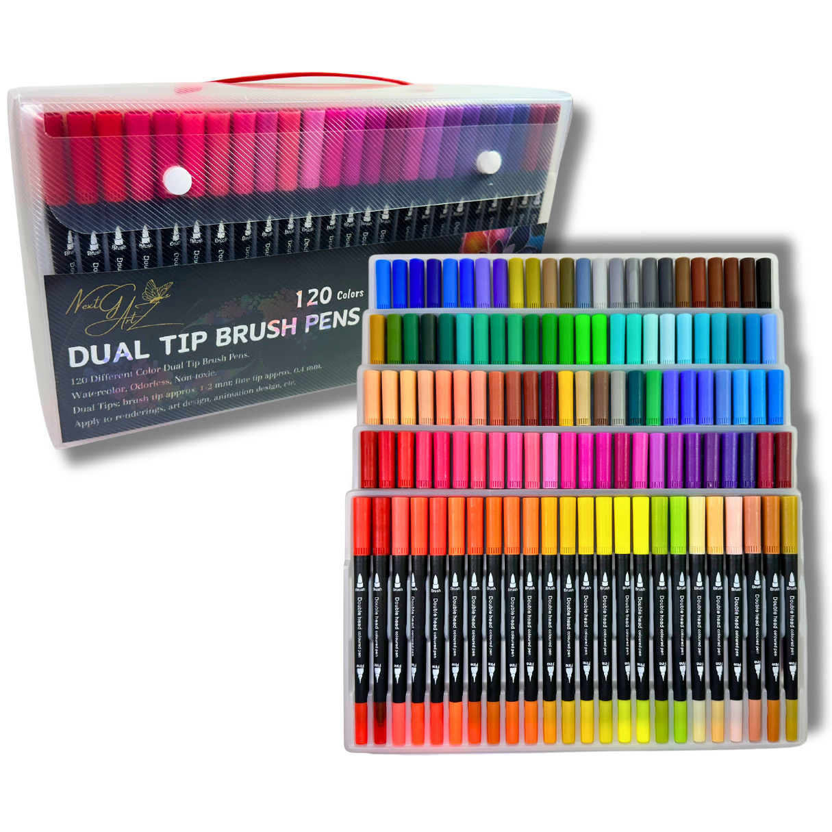 120 Color Dual Tip Watercolour Pen Fine and Brush Tip Markers for Adults & Kids