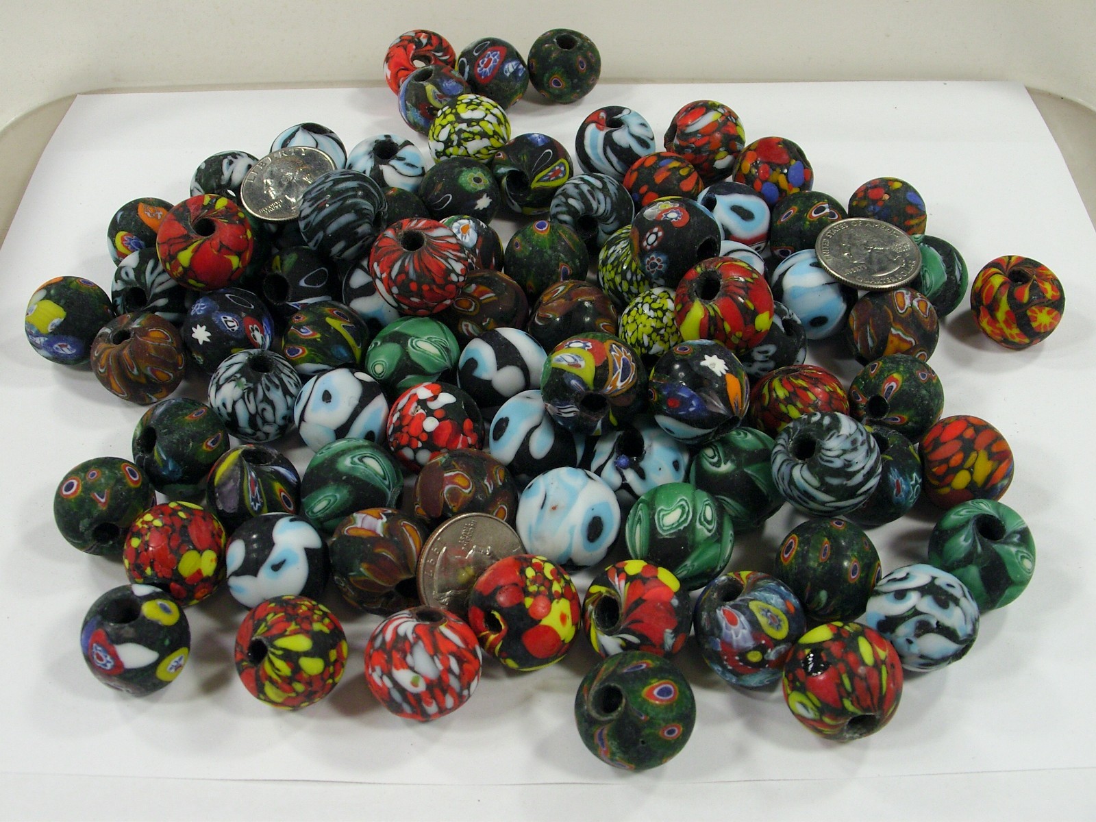 2 Pounds Large Multicolor India Handmade Millefiori Glass Beads Bulk (MNP-12B) ⭐