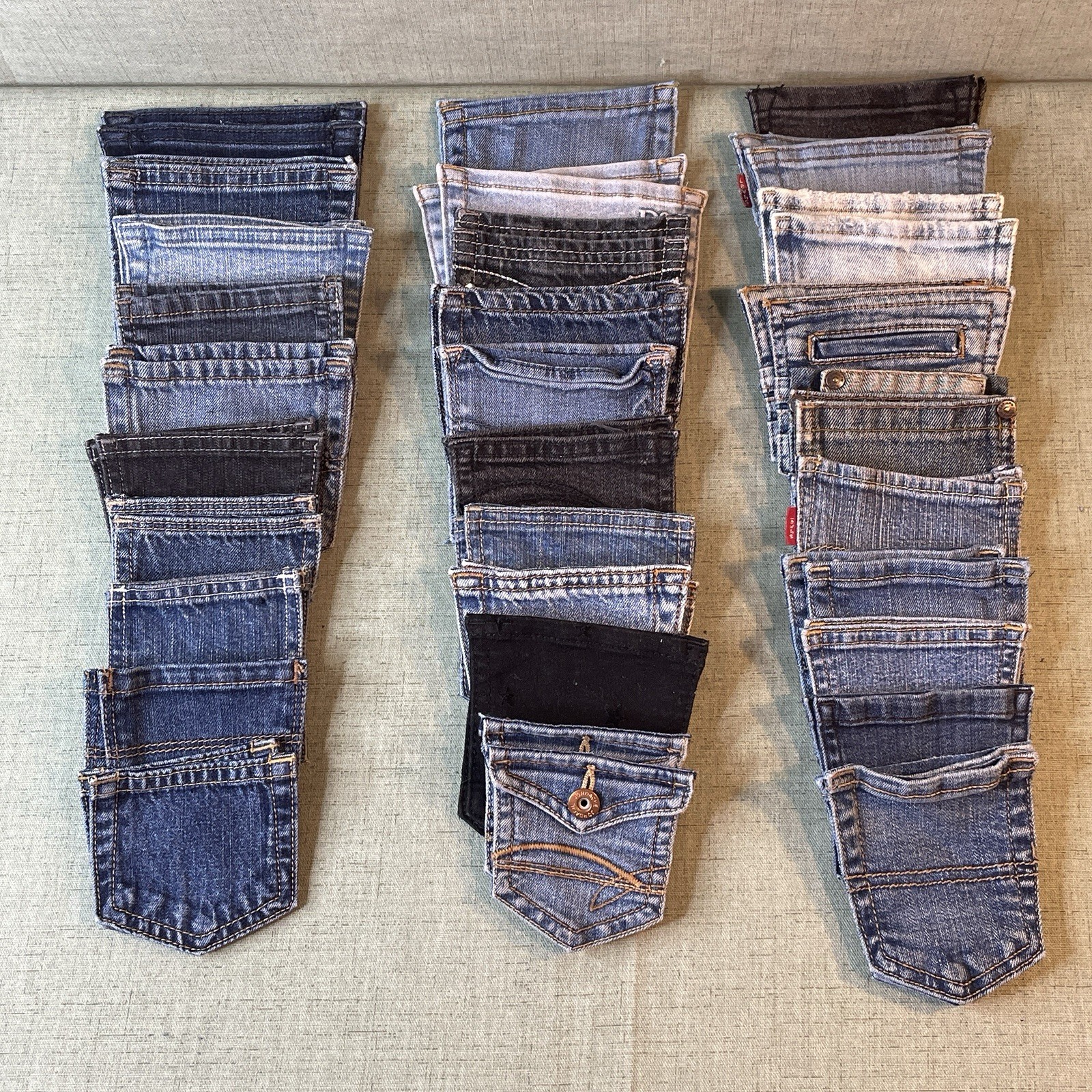 30 Pair Back Pockets Denim Jean for Quilting Crafts Sew Mixed Sizes 4″ to 6″