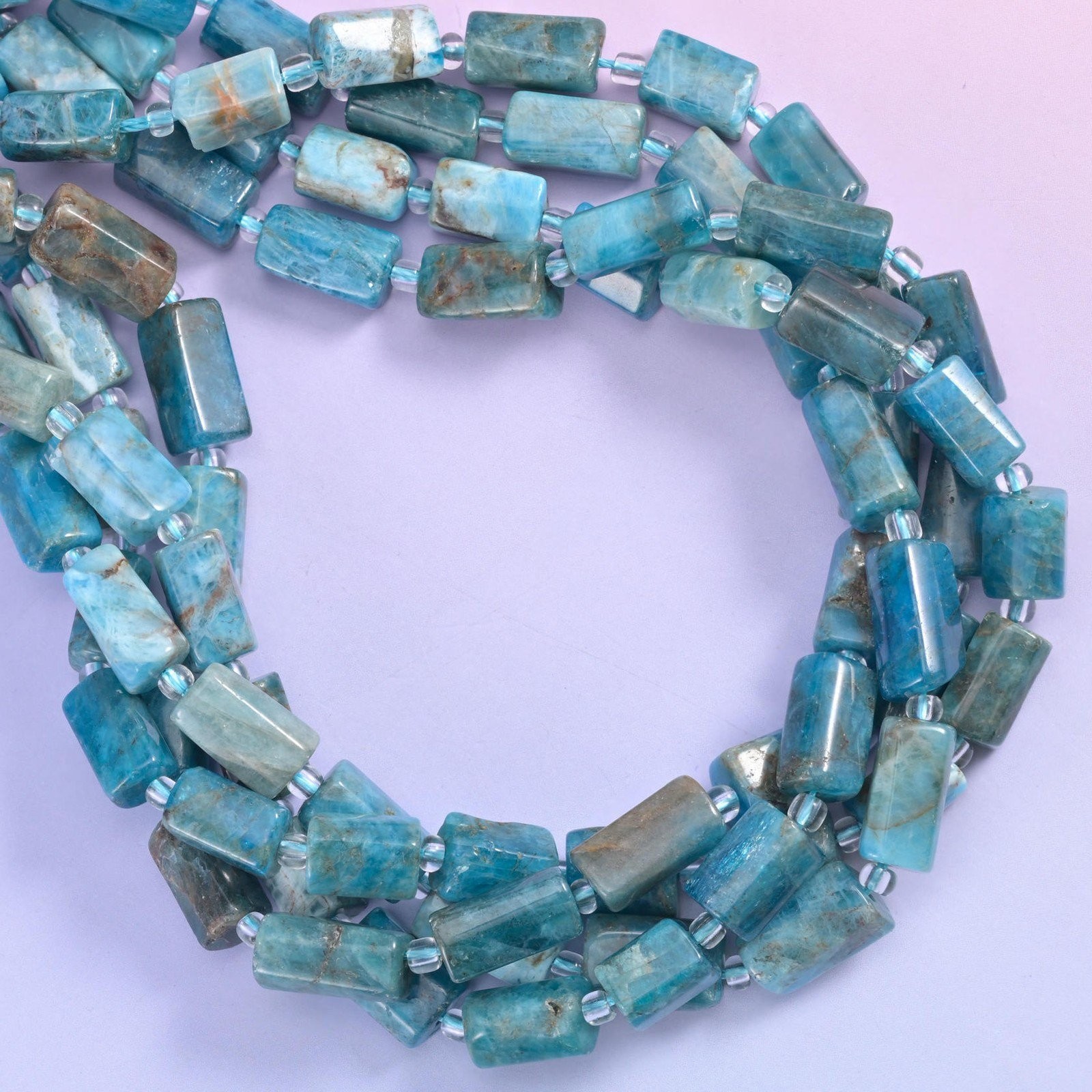 Blue Apatite Faceted Tube Beads Size 12x8mm Jewelry Making 15.5 Inch Strand