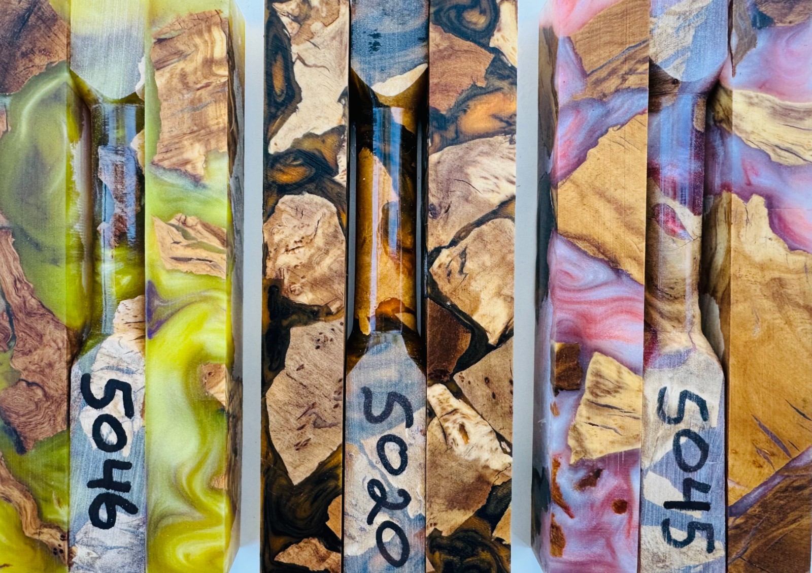 Pen Blanks * Olive Burl & Epoxy Hybrid * Mica Powder Colored * Pen Blank