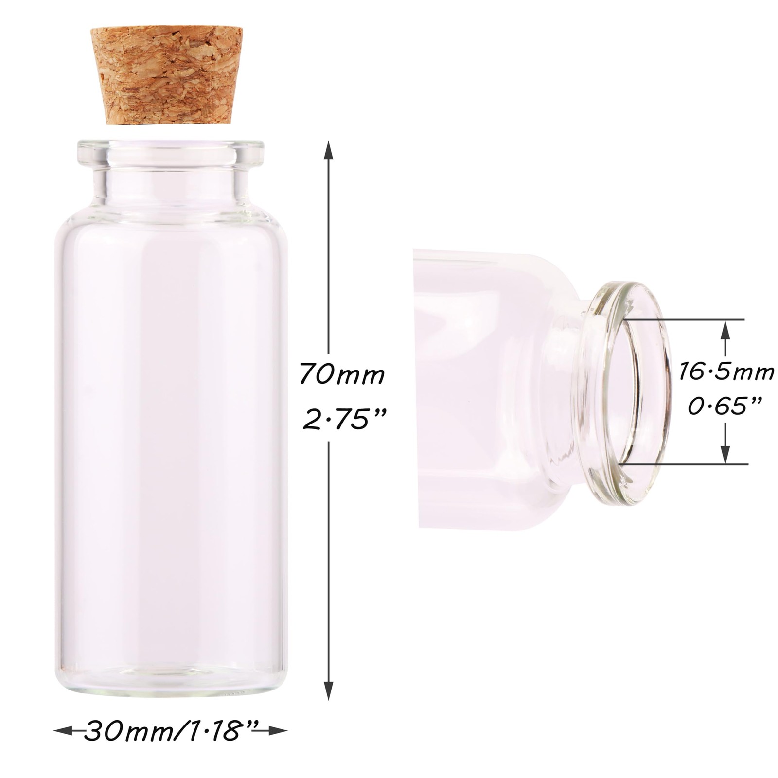 30ml Cork Stoppers Glass Bottles, Small Jars for Candy Wishing Bottle Wedding…