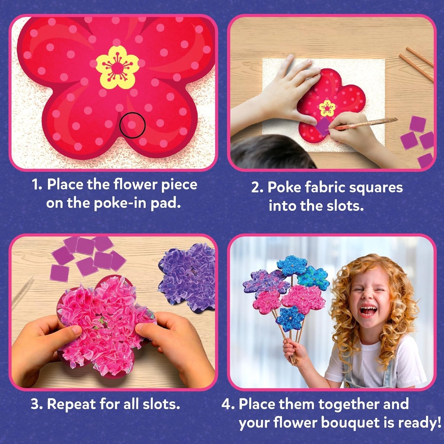 Creative Poke-in Art Flower Kit – DIY Craft for Kids Ages 4-9, Skill Development